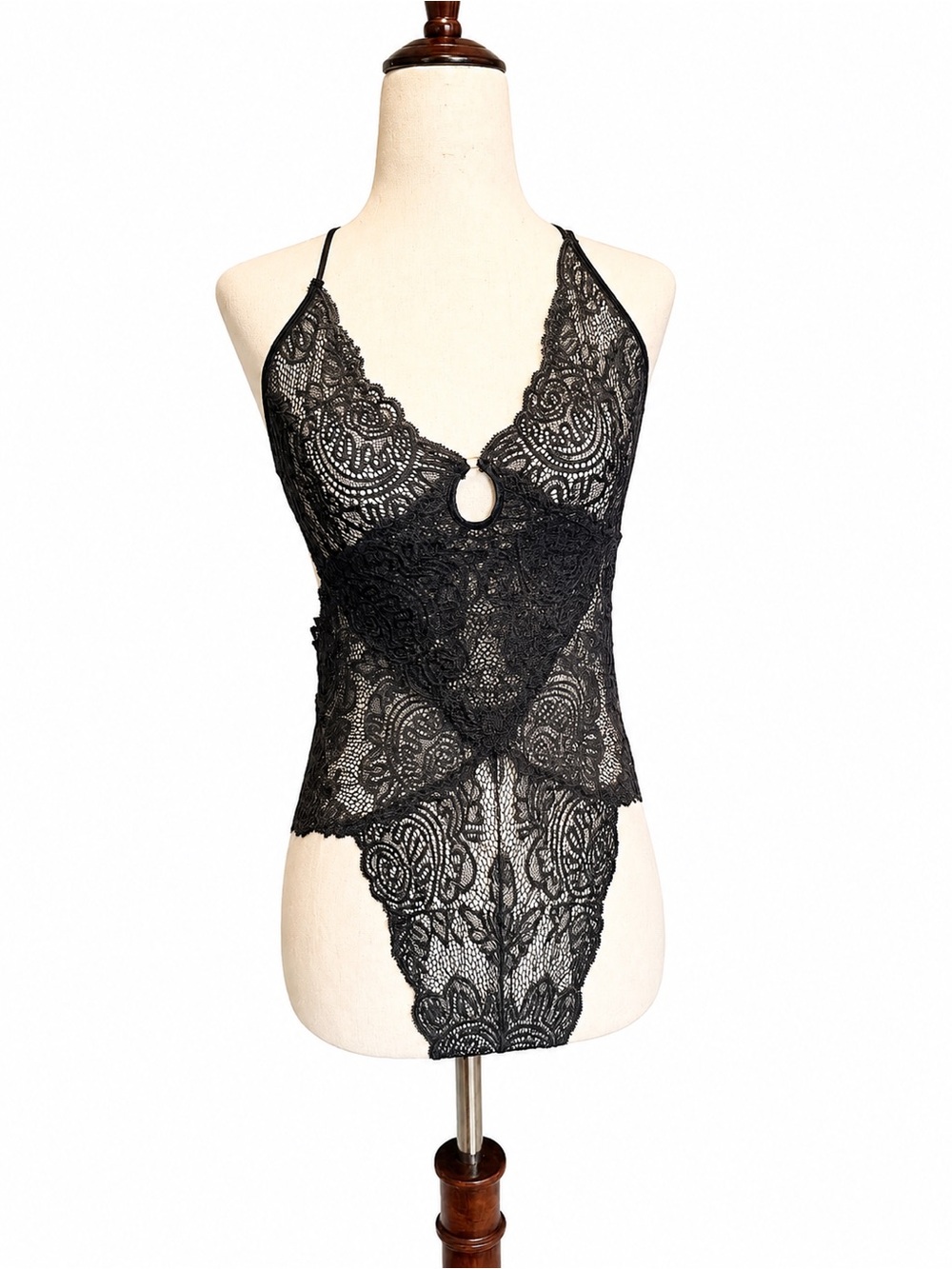 Victoria's Secret Very Sexy Black Lace Plunge Teddy Bodysuit M